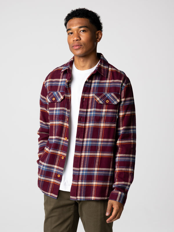 Finisterre Men's Beardsmore Shirt Plum Check