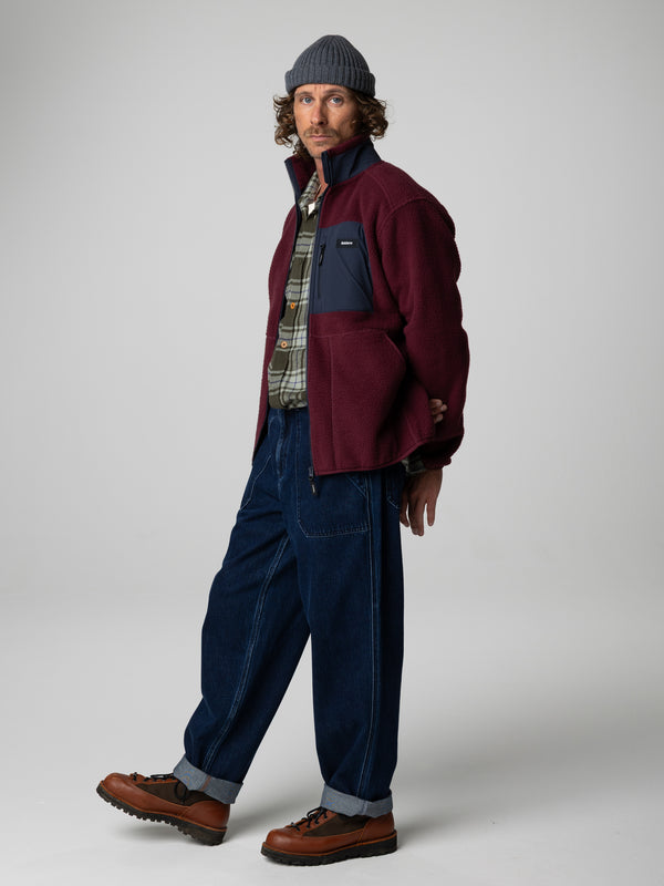 Finisterre Men's Bolster Full Zip Fleece Plum/Navy