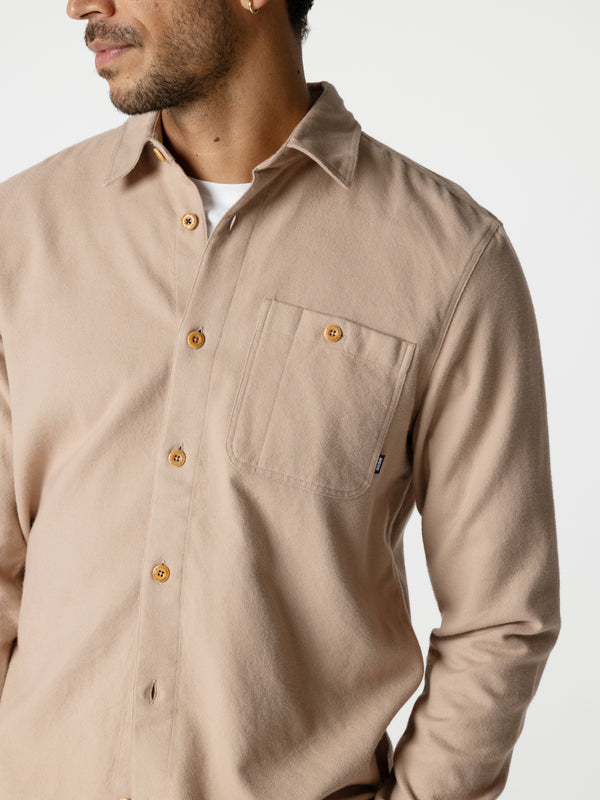 Finisterre Men's Gylly Shirt Taupe Dobby