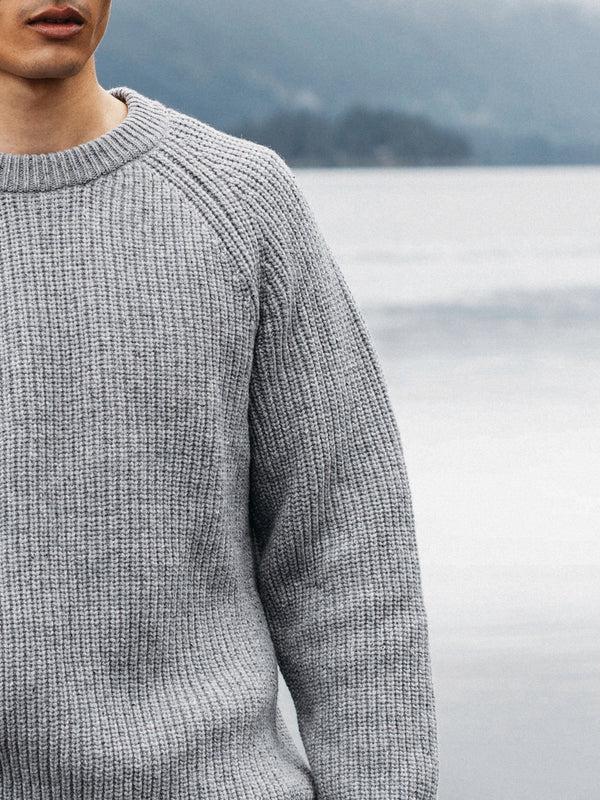Finisterre Men's Mora Knit Jumper Grey Blue