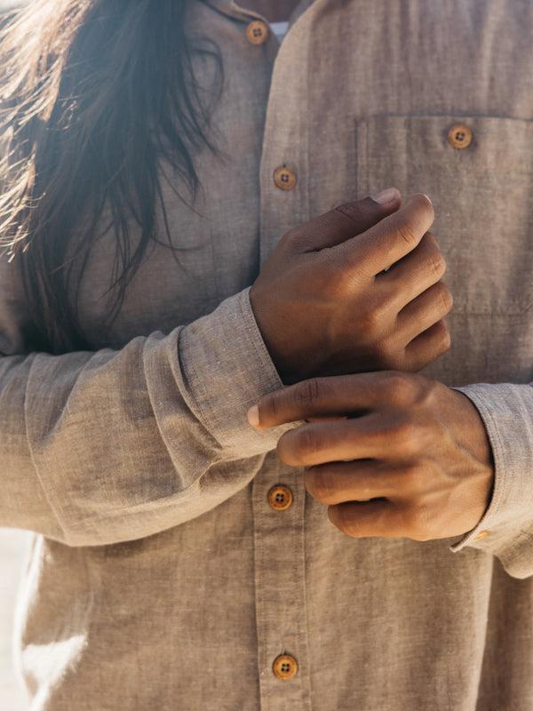 Finisterre Men's Opie Chambray Shirt Taupe