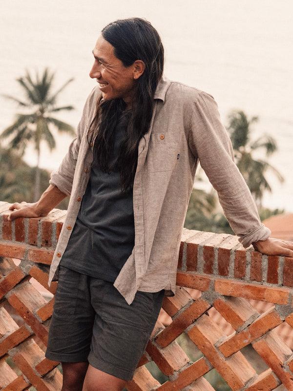 Finisterre Men's Opie Chambray Shirt Taupe