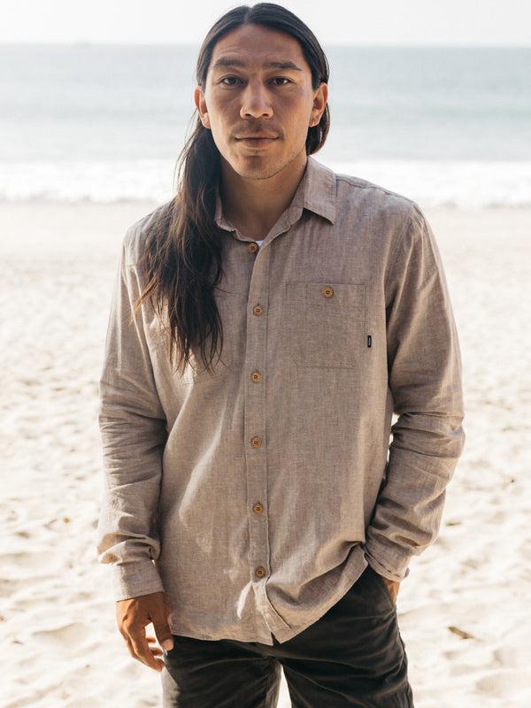 finisterre Men's Opie Chambray Shirt Taupe