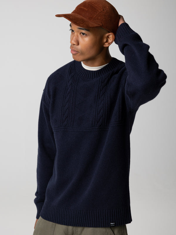 finisterre Men's RNLI Polperro Jumper Navy