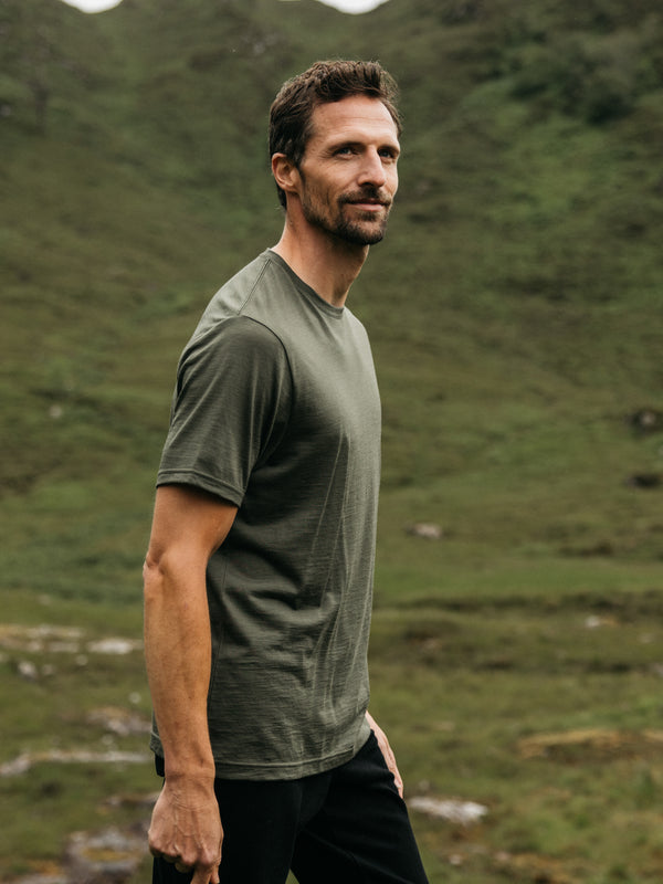 Finisterre Men's Seeker Merino T-Shirt Olive
