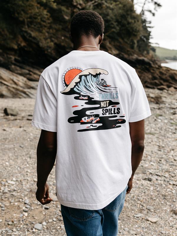 Finisterre Men's Thrills Not Spills T-Shirt White