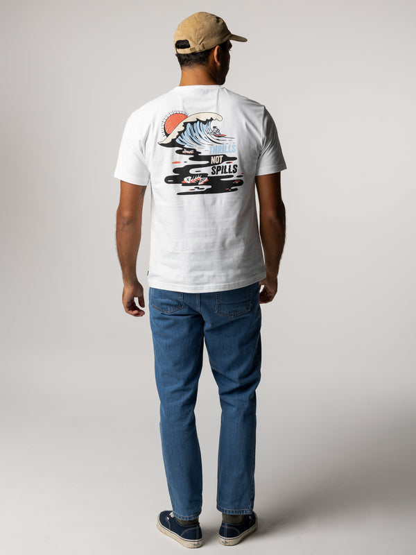 Finisterre Men's Thrills Not Spills T-Shirt White