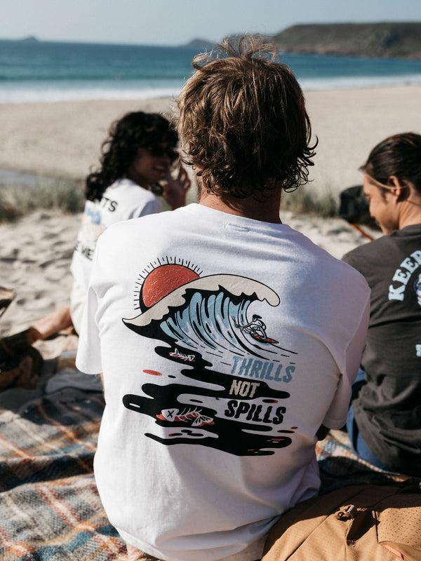 finisterre Men's Thrills Not Spills T-Shirt White