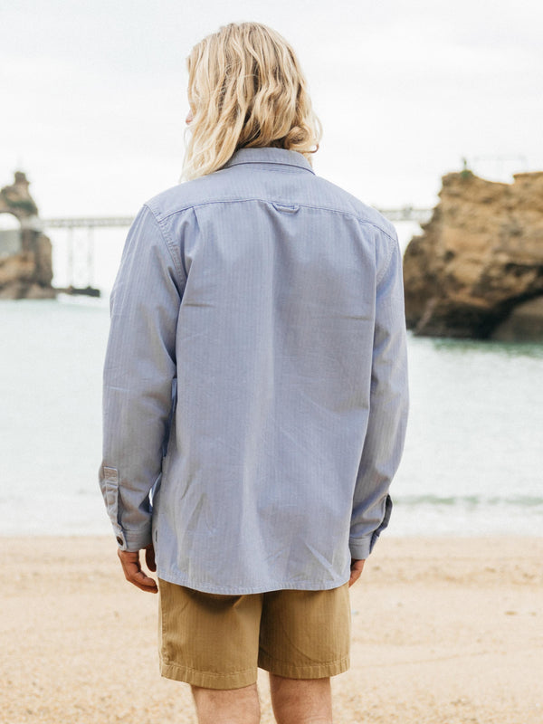 Finisterre Men's Tonkin Work Shirt Heron Blue