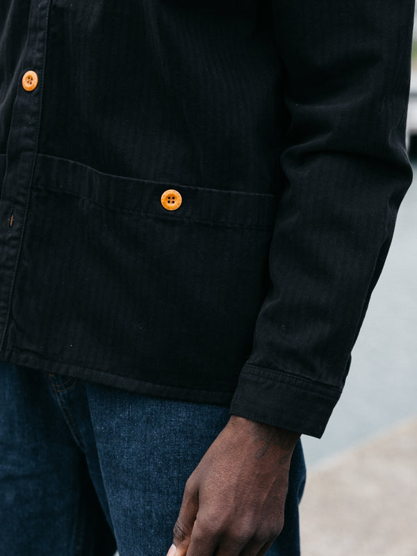 Finisterre Men's Tonkin Work Shirt Washed Black