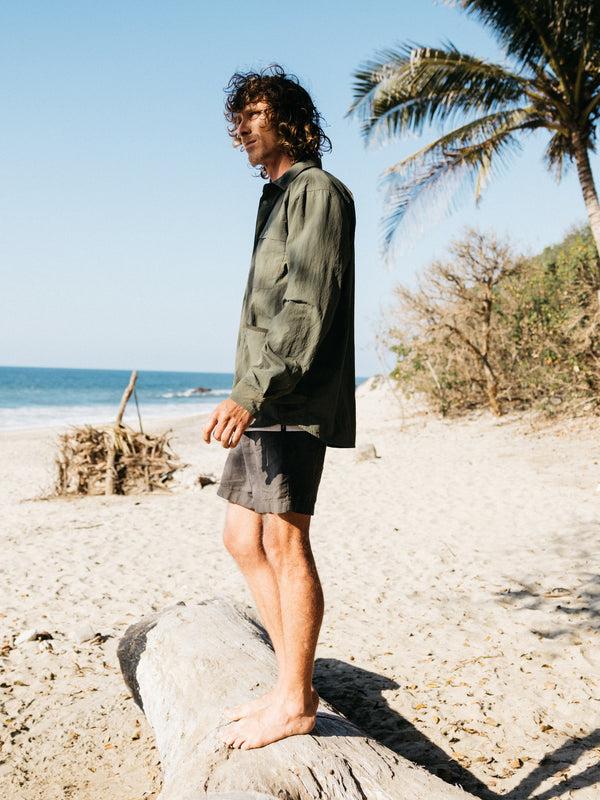 Finisterre Men's Wander Long Sleeve Shirt Olive