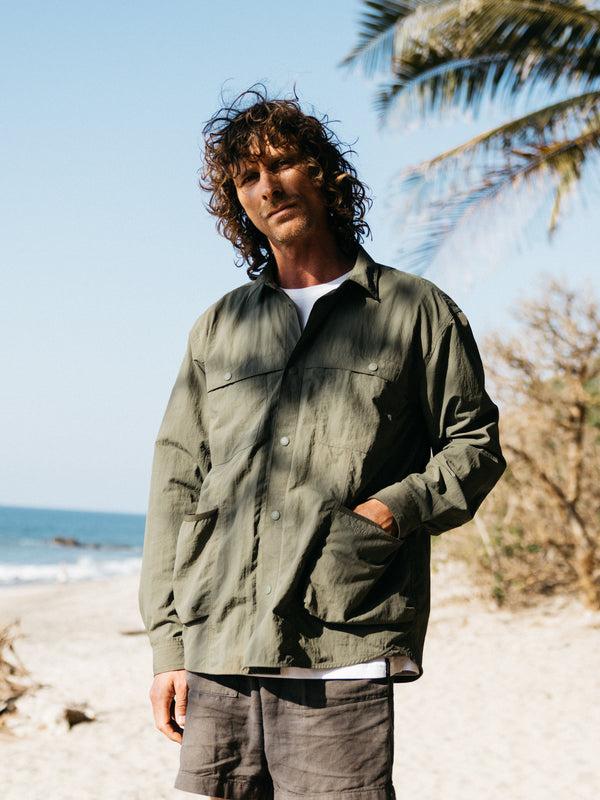 finisterre Men's Wander Long Sleeve Shirt Olive