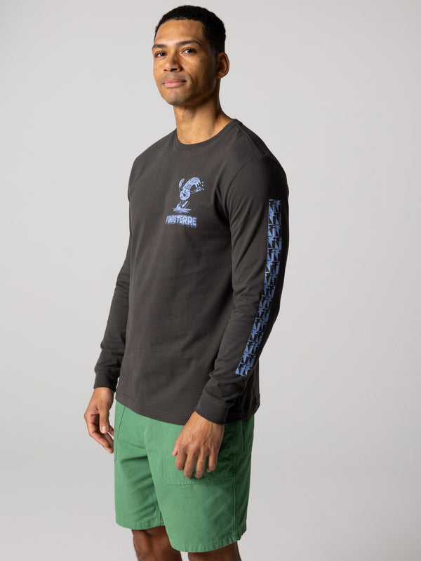 Finisterre Men's Wavy Long Sleeve T-Shirt Raven