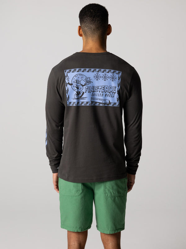 Finisterre Men's Wavy Long Sleeve T-Shirt Raven