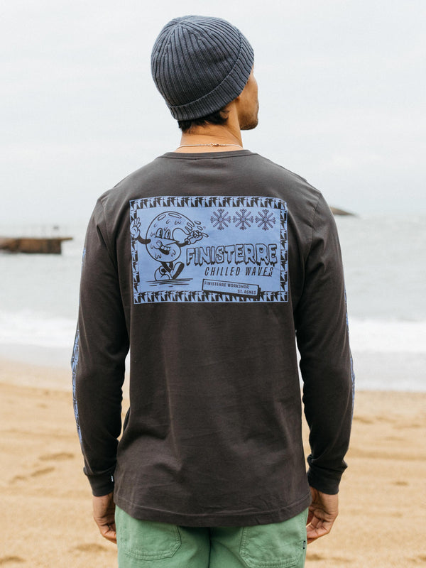 finisterre Men's Wavy Long Sleeve T-Shirt Raven