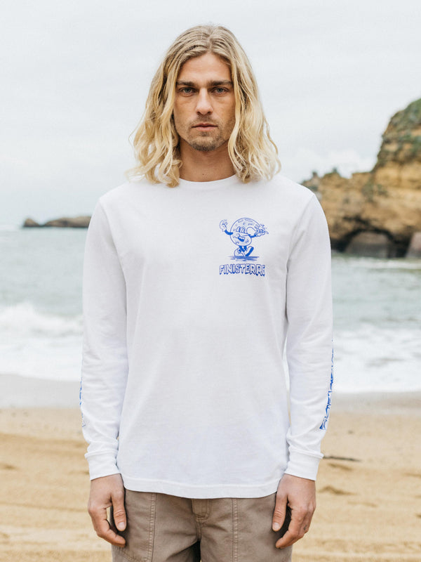 finisterre Men's Wavy Long Sleeve T-Shirt White