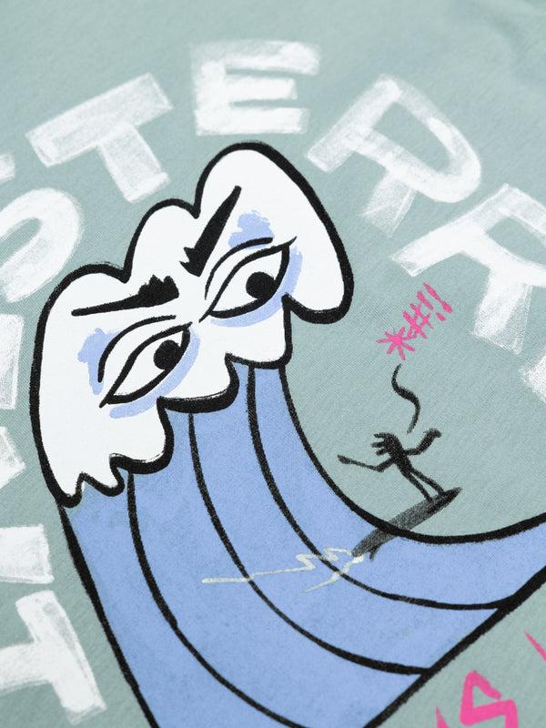 Finisterre Men's Wild Sea T-Shirt Blue Stone