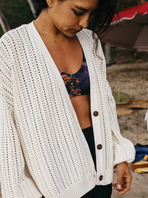 Finisterre Women's Bracken Stitch Cardigan Ecru