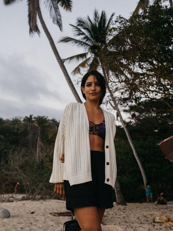 finisterre Women's Bracken Stitch Cardigan Ecru