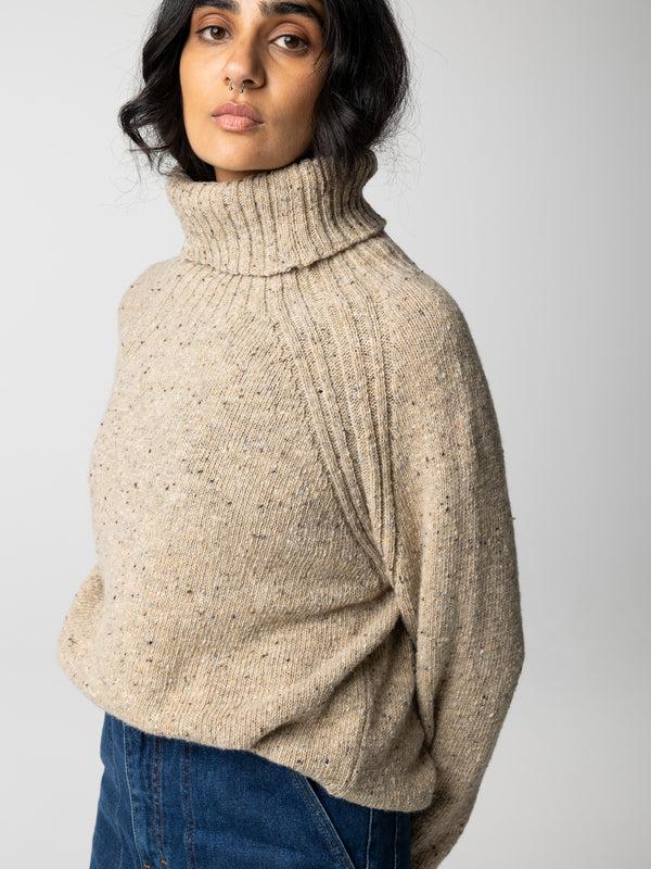 Finisterre Women's Farne Roll Neck Jumper Oatmeal