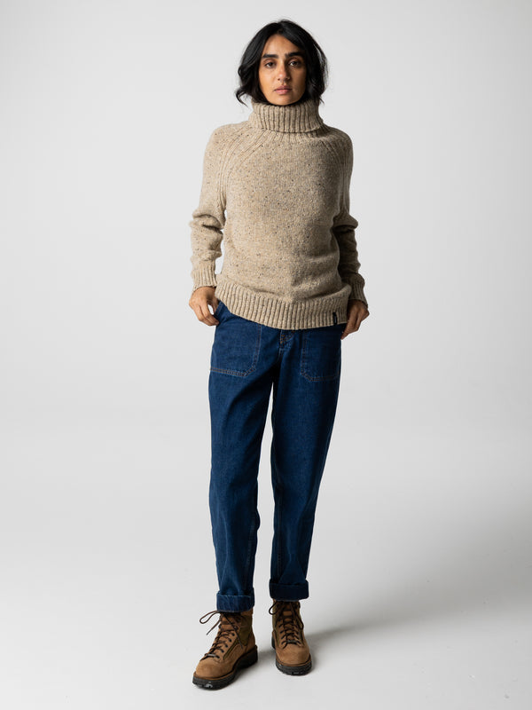 Finisterre Women's Farne Roll Neck Jumper Oatmeal