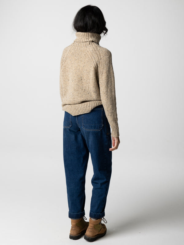 Finisterre Women's Farne Roll Neck Jumper Oatmeal