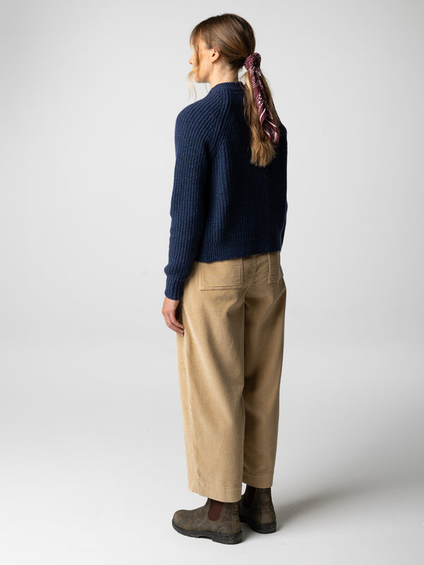 Finisterre Women's Mora Crew Neck Cardigan Navy