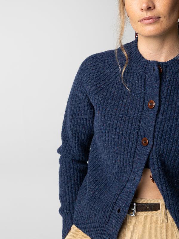 Finisterre Women's Mora Crew Neck Cardigan Navy