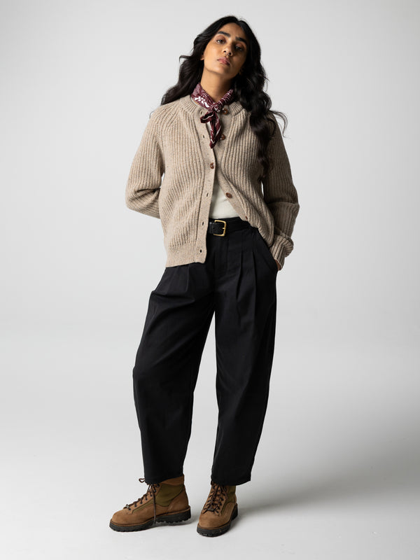 Finisterre Women's Mora Crew Neck Cardigan Oatmeal