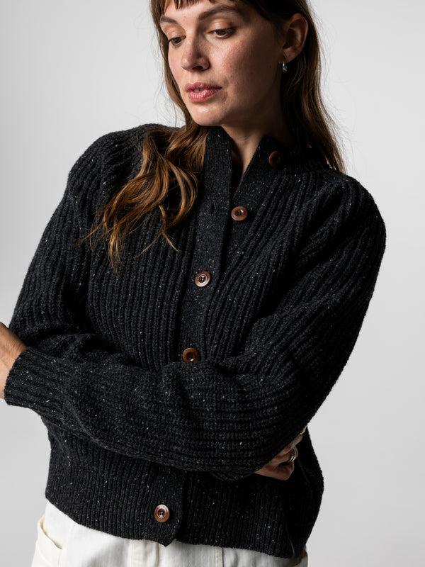 Finisterre Women's Mora Crew Neck Cardigan Raven