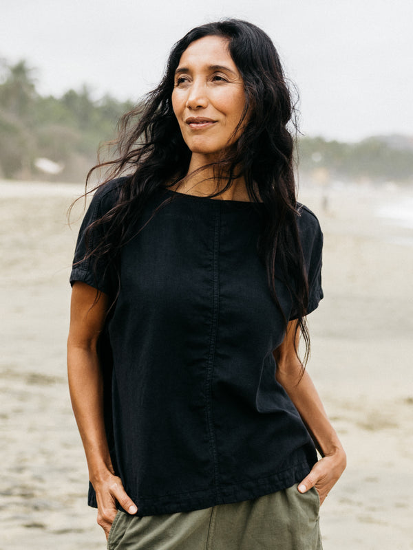 finisterre Women's Morva Hemp Top Black