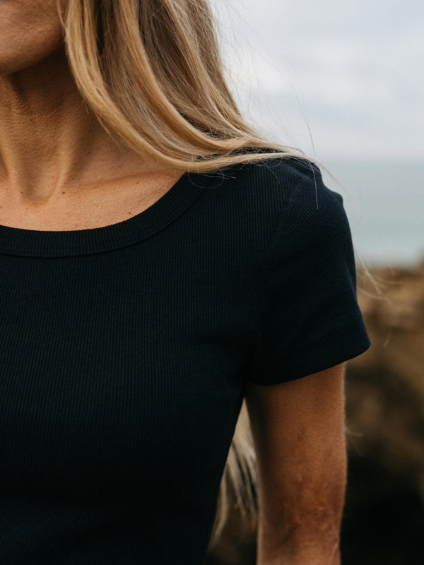 Finisterre Women's Powes Ribbed T-Shirt Black