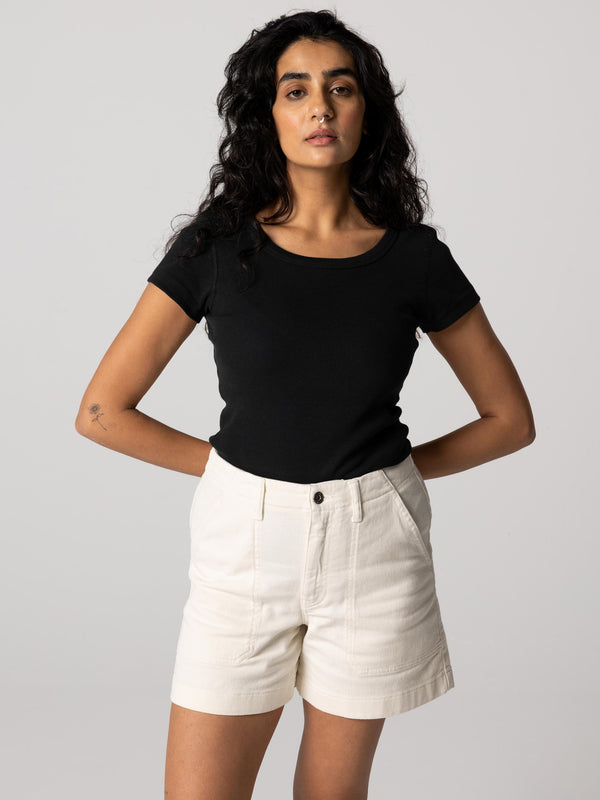 Finisterre Women's Powes Ribbed T-Shirt Black