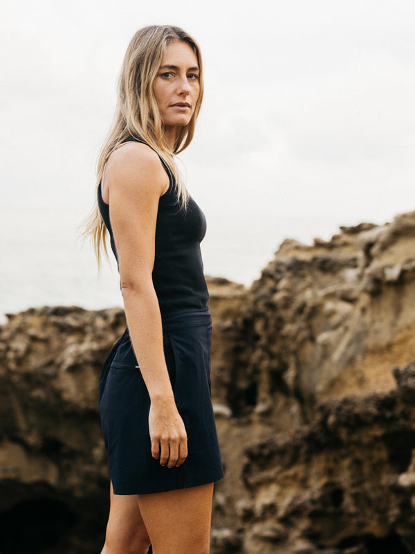 Finisterre Women's Powes Ribbed Vest Black