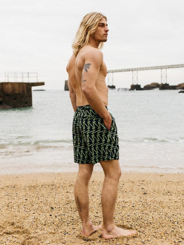 Finisterre Men's Atlas Swim Short F-Bolt Print Navy