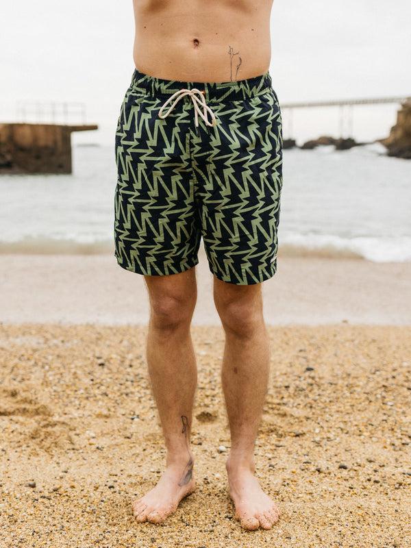Finisterre Men's Atlas Swim Short F-Bolt Print Navy