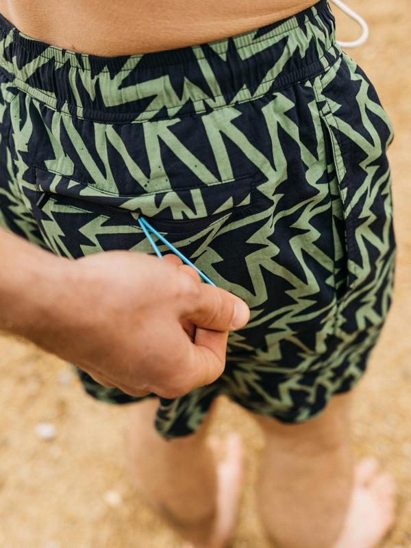 Finisterre Men's Atlas Swim Short F-Bolt Print Navy