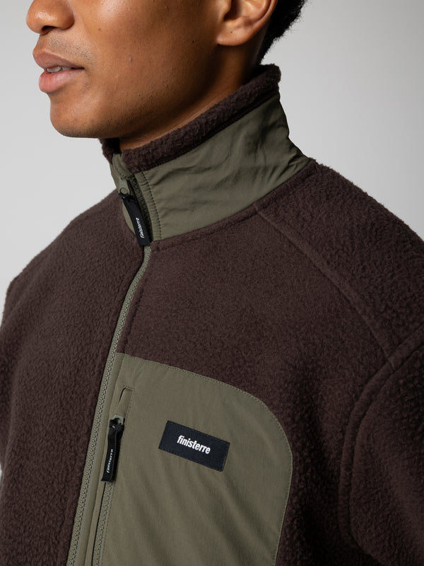 Finisterre Men's Bolster Full Zip Fleece Burnt Umber/Olive