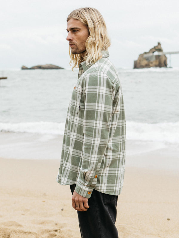 Finisterre Men's Cardew Check Shirt Wild Sage Check
