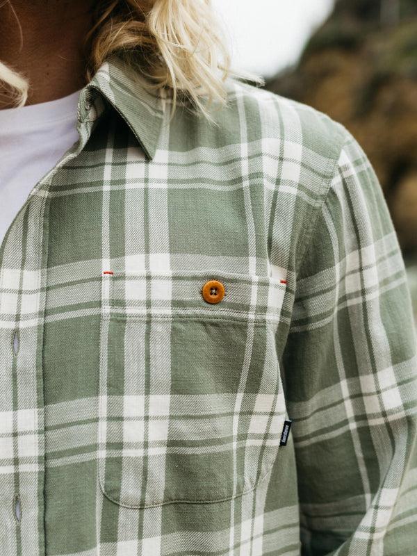 Finisterre Men's Cardew Check Shirt Wild Sage Check