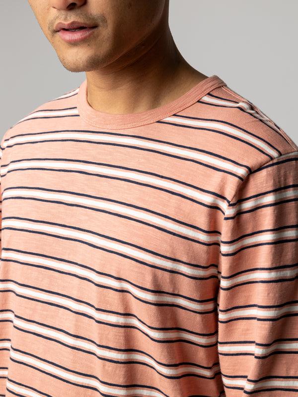 Finisterre Men's Channel Stripe Long Sleeve T-Shirt Clay Stripe