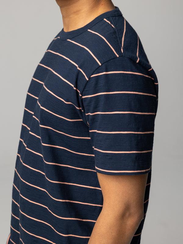 Finisterre Men's Channel Stripe Short Sleeve T-Shirt Navy Stripe