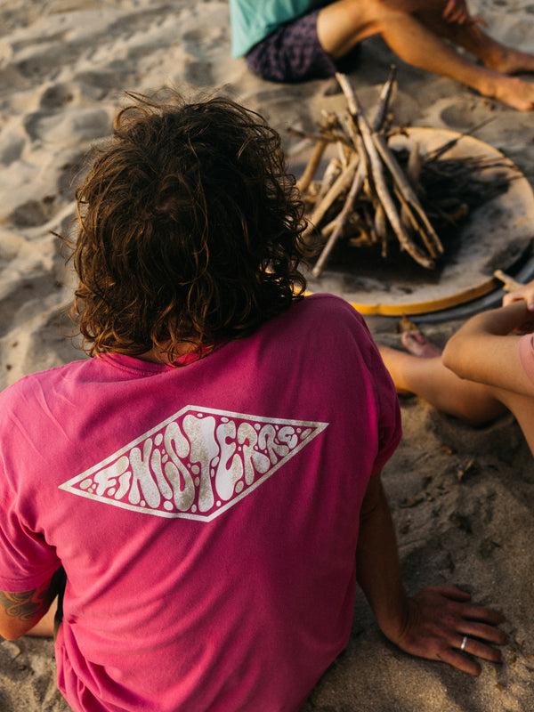 Finisterre Men's Diamond Spray T-Shirt Radical Pink