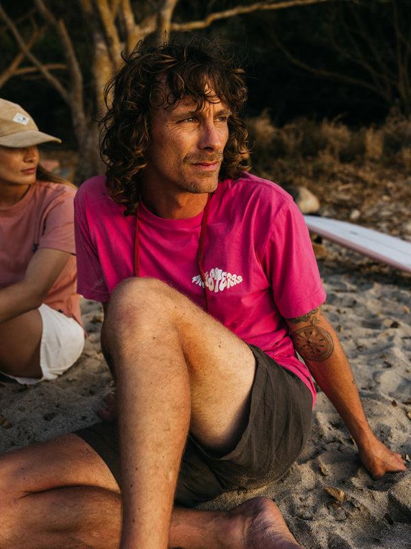 finisterre Men's Diamond Spray T-Shirt Radical Pink