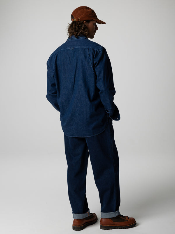 Finisterre Men's Eddystone Denim Shirt Mid-Wash Indigo Denim