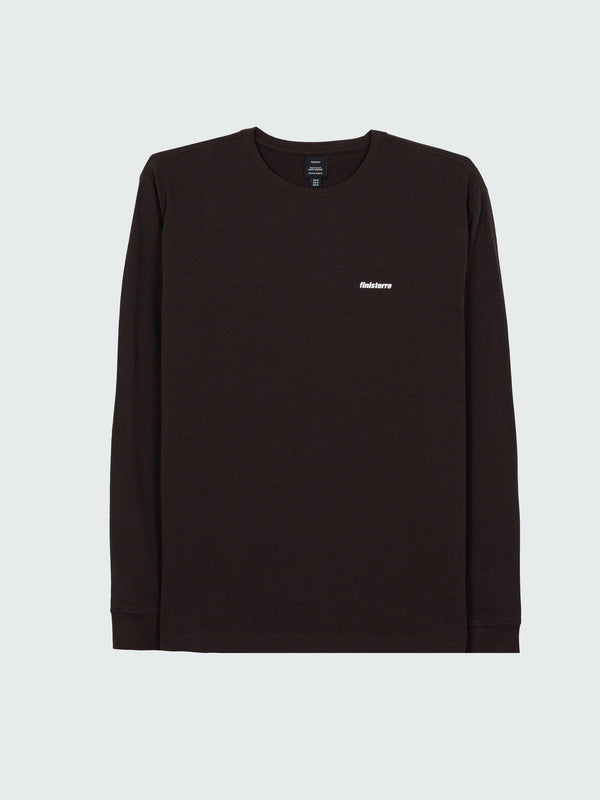Finisterre Men's Harlyn Logo Long Sleeve T-Shirt Burnt Umber