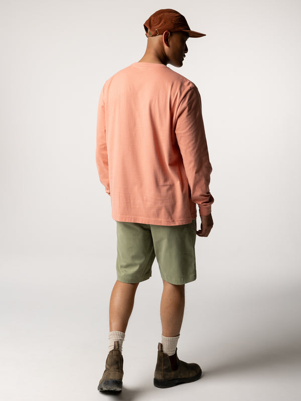 Finisterre Men's Harlyn Logo Long Sleeve T-Shirt Canyon Pink