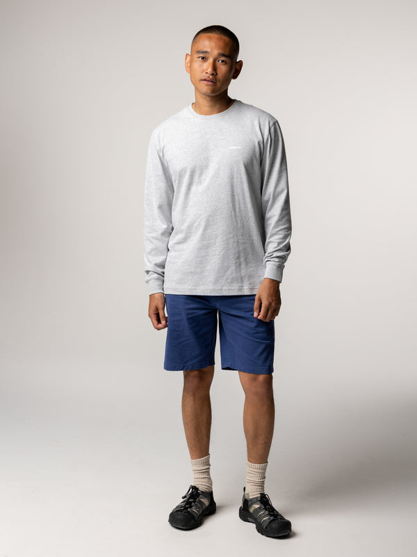 Finisterre Men's Harlyn Logo Long Sleeve T-Shirt Grey Marl