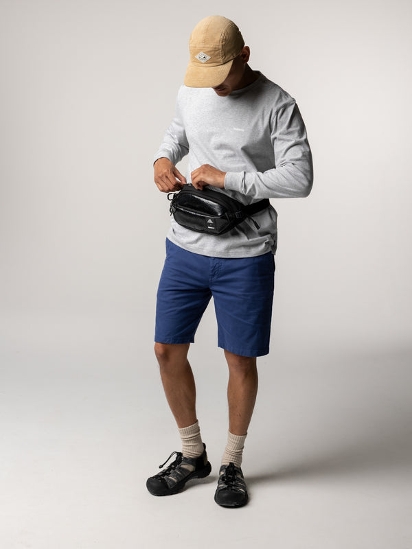 Finisterre Men's Harlyn Logo Long Sleeve T-Shirt Grey Marl