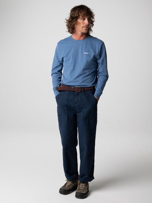 Finisterre Men's Harlyn Logo Long Sleeve T-Shirt Horizon Blue